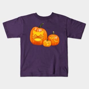 Spooky Jack-O-Lantern Trio (Purple) Kids T-Shirt